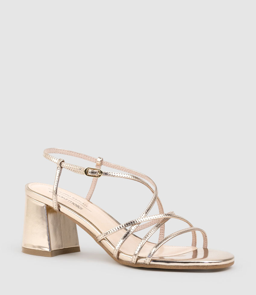 KIA65 Strappy Sandal in Rosegold High Shine - Edward Meller