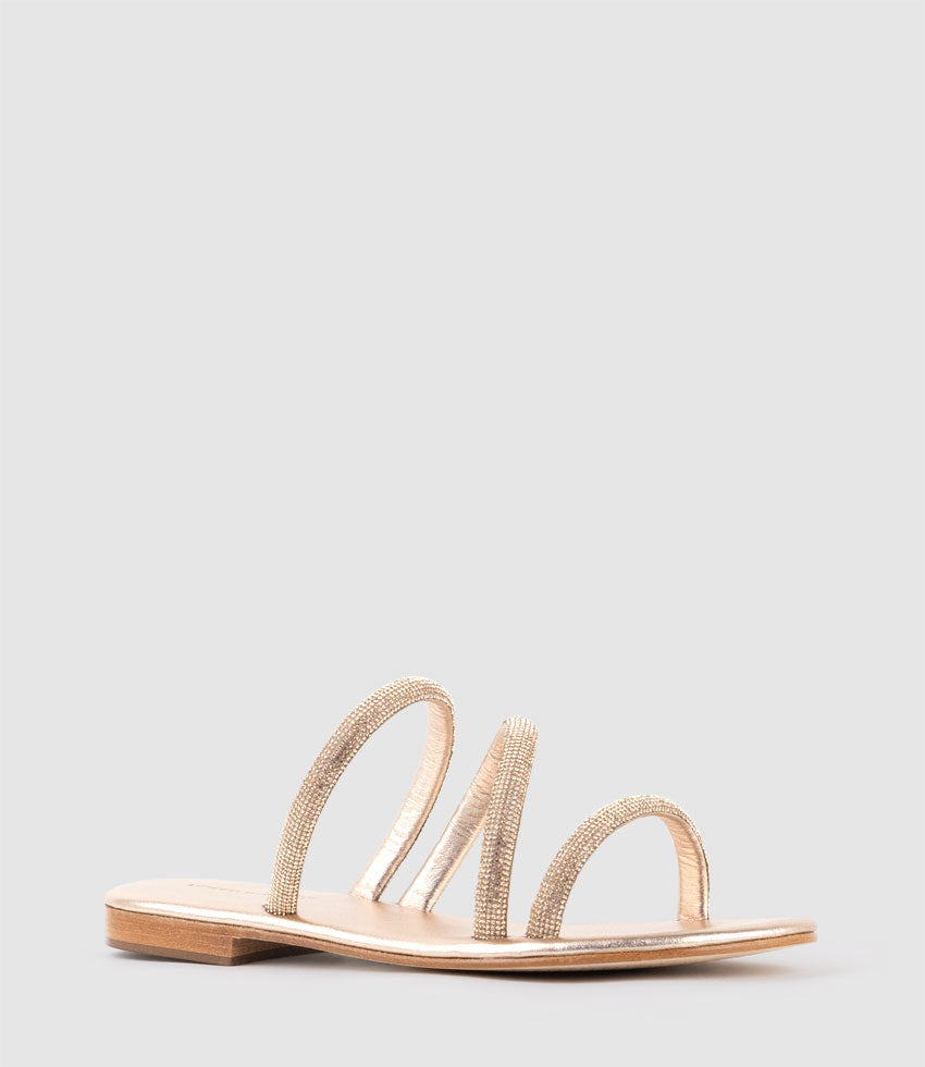 KORVIN Crystal Strap Slide in Rosegold  - Edward Meller