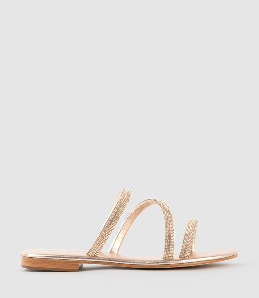 KORVIN Crystal Strap Slide in Rosegold  - Edward Meller