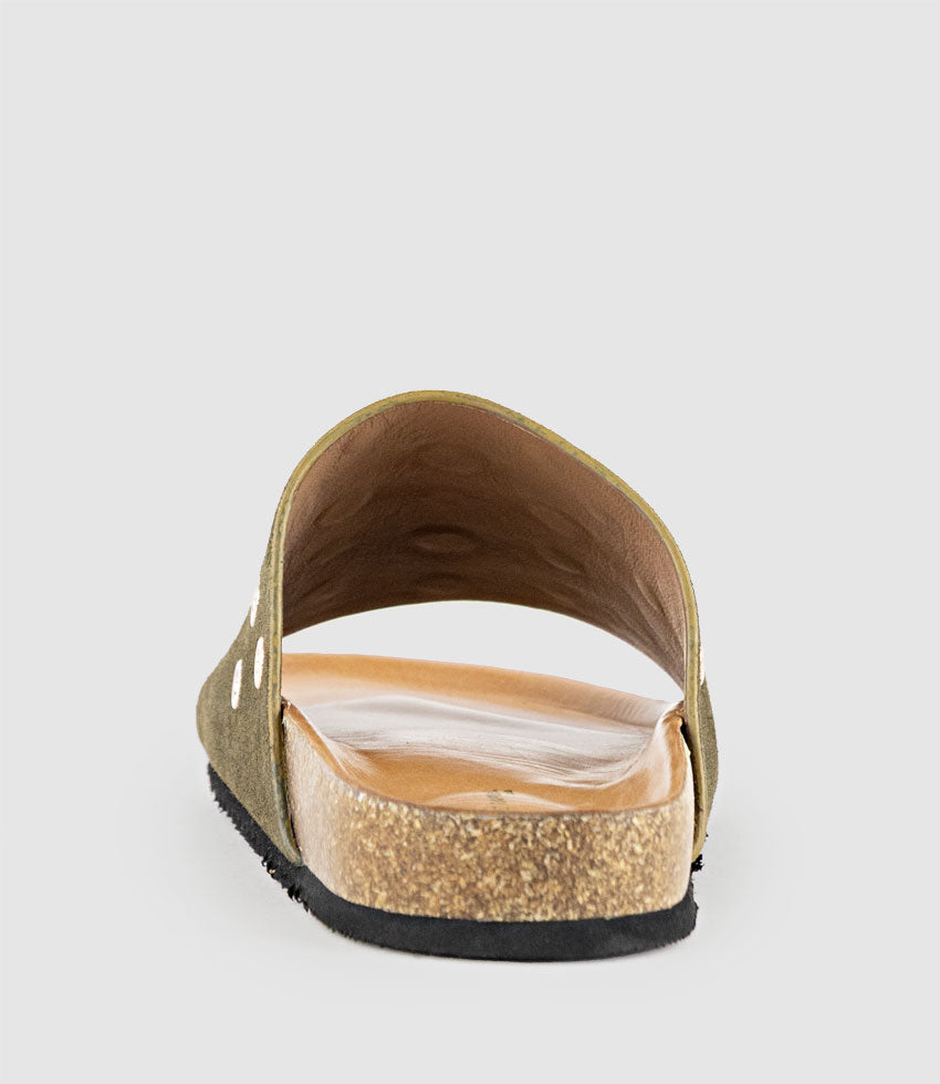 KUNE Slide with Eyelets in Forest Suede - Edward Meller