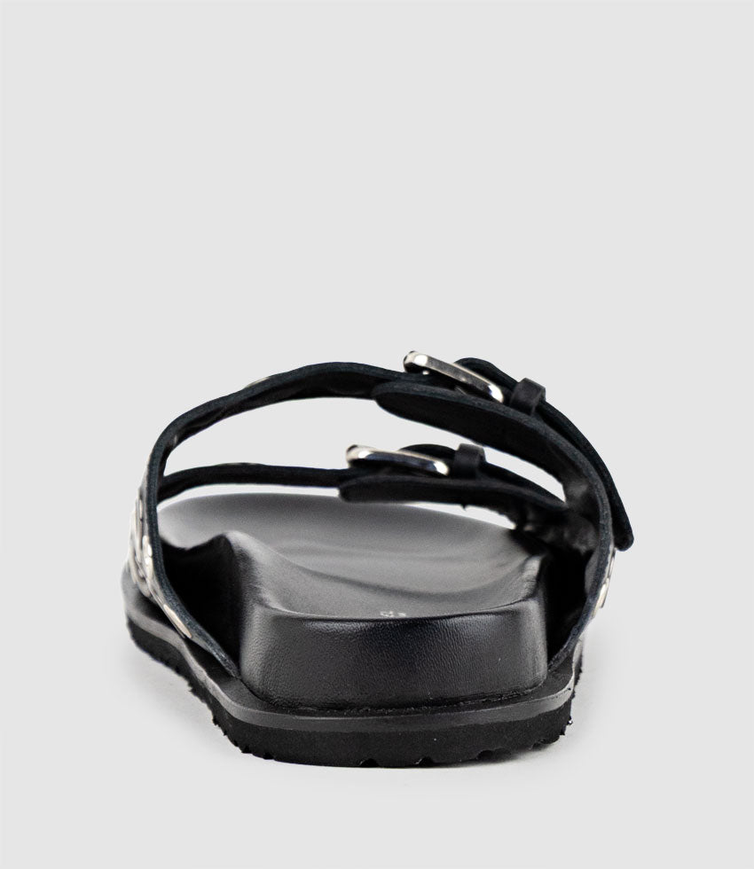 KRYNNE Slide with Eyelets in Black - Edward Meller