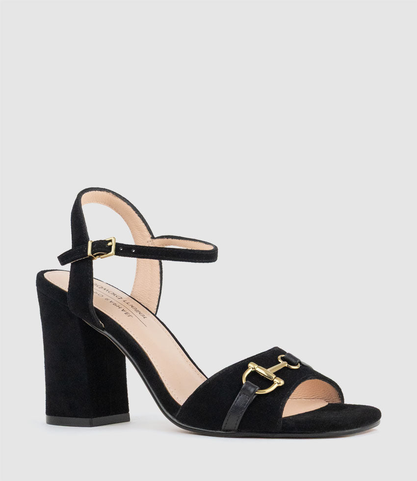 KYSAN85 Sandal with Asymmetrical Trim in Black Suede - Edward Meller