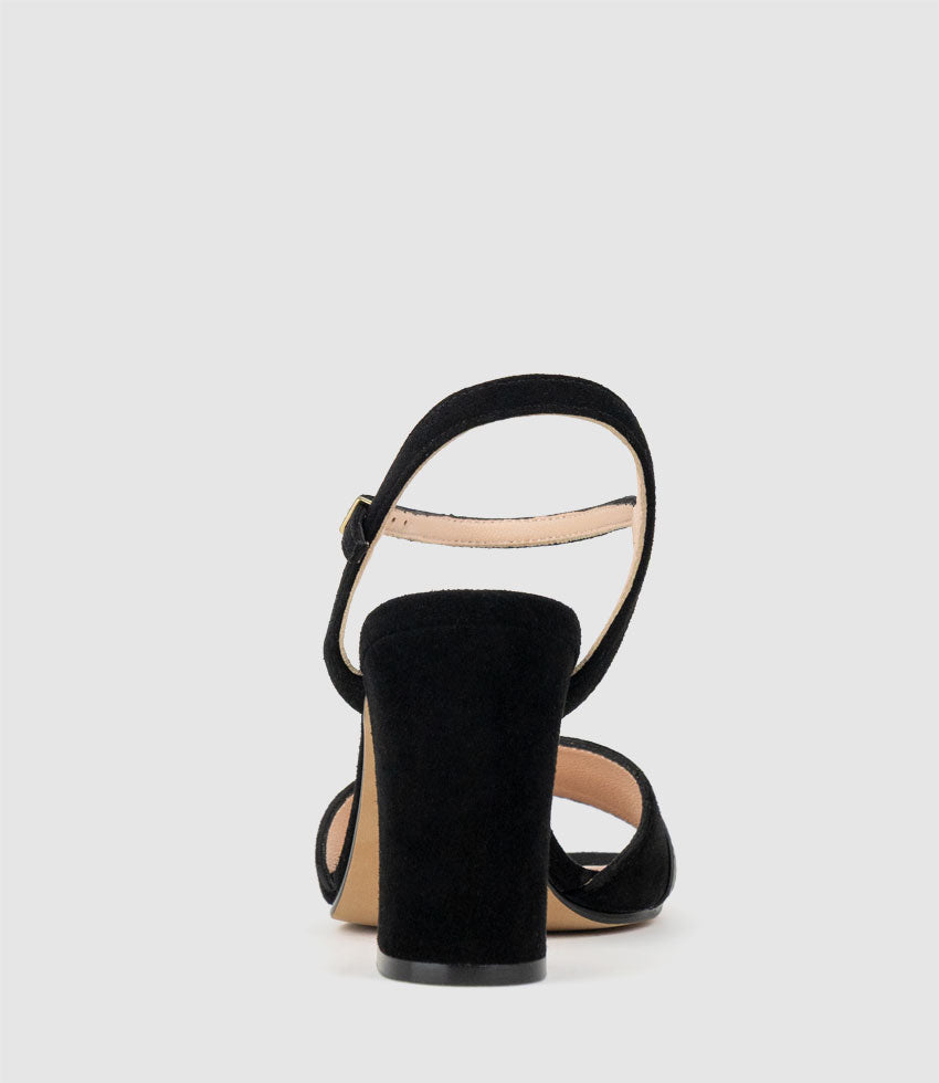 KYSAN85 Sandal with Asymmetrical Trim in Black Suede - Edward Meller