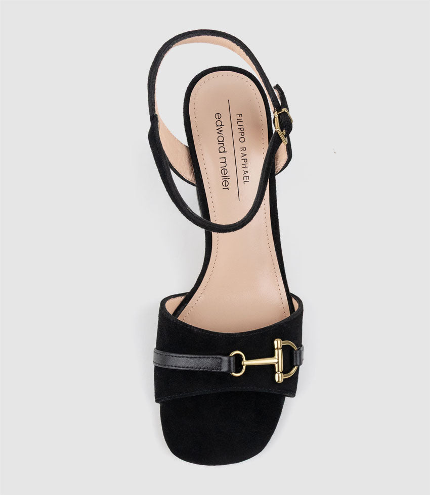KYSAN85 Sandal with Asymmetrical Trim in Black Suede - Edward Meller