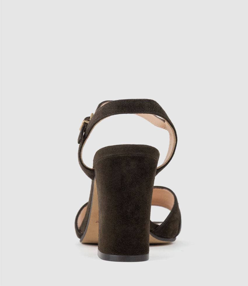 KYSAN85 Sandal with Asymmetrical Trim in Chocolate Suede - Edward Meller