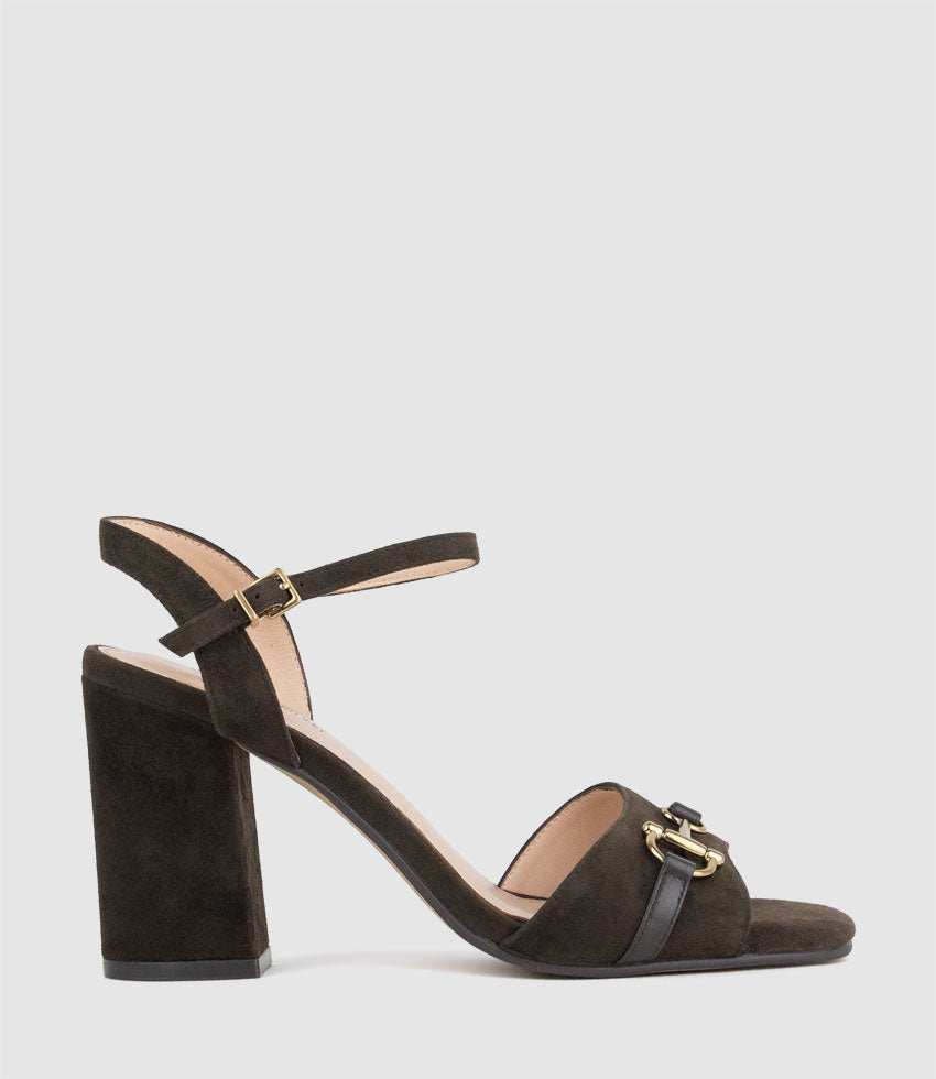 KYSAN85 Sandal with Asymmetrical Trim in Chocolate Suede - Edward Meller