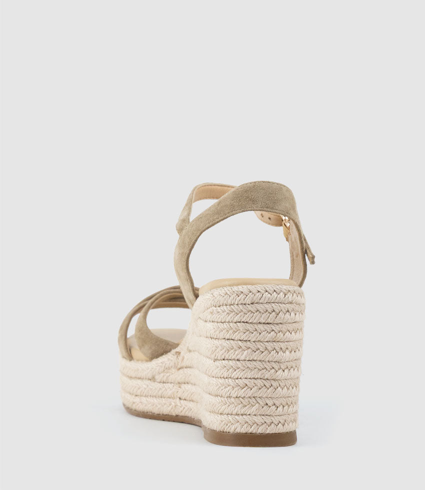 LANA80 Multistrap Espadrille in Camel Suede - Edward Meller