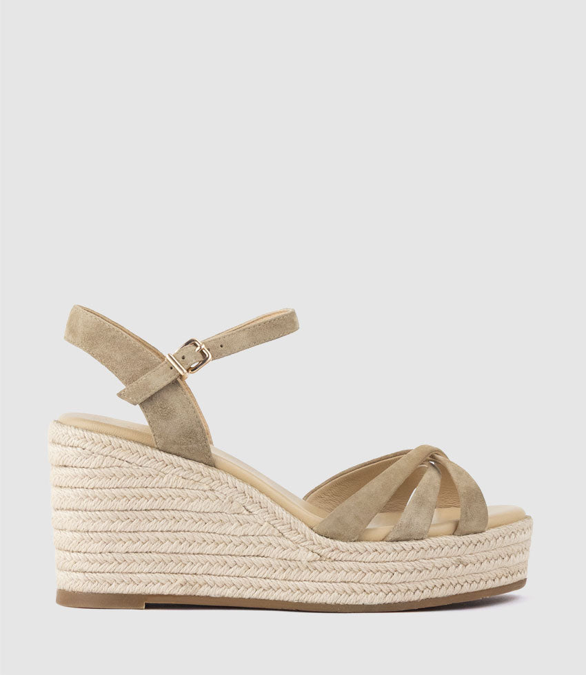 LANA80 Multistrap Espadrille in Camel Suede - Edward Meller
