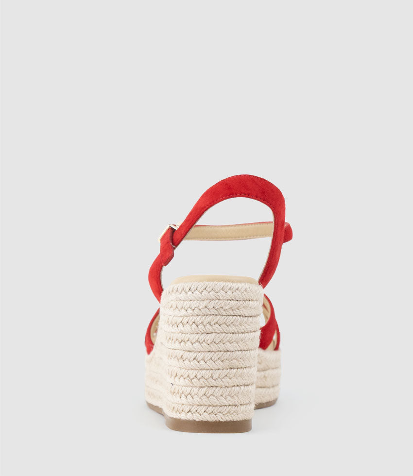 LANA80 Multistrap Espadrille in Red Suede - Edward Meller