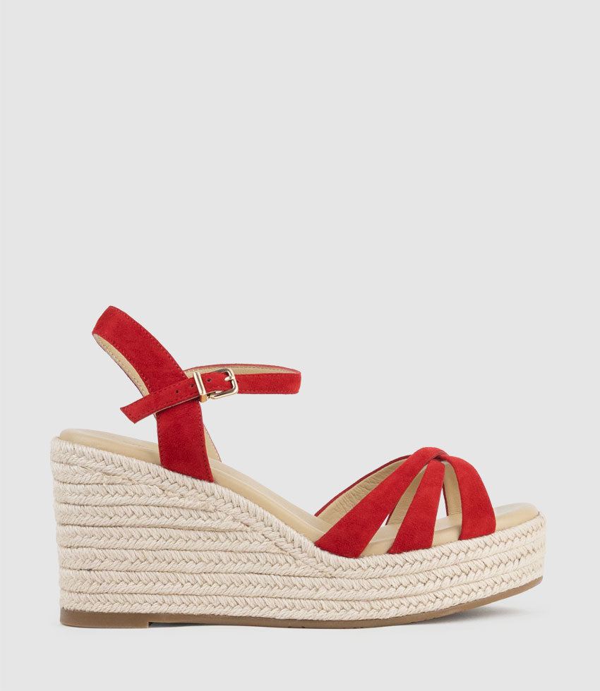 LANA80 Multistrap Espadrille in Red Suede - Edward Meller