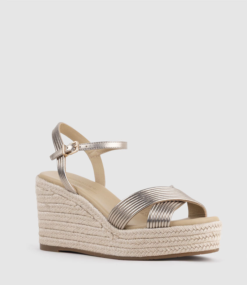 LASSO80 Tubed Strap Espadrille in Rosegold - Edward Meller
