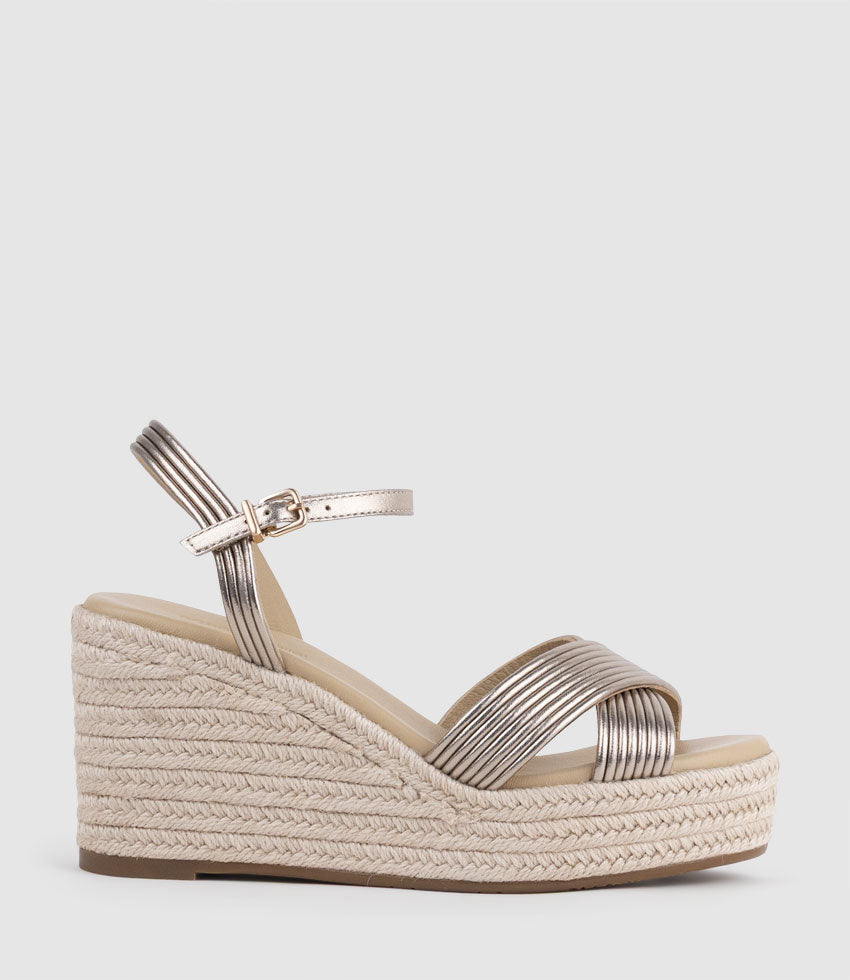 LASSO80 Tubed Strap Espadrille in Rosegold - Edward Meller
