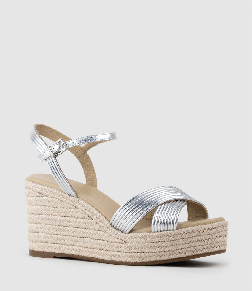 LASSO80 Tubed Strap Espadrille in Silver - Edward Meller