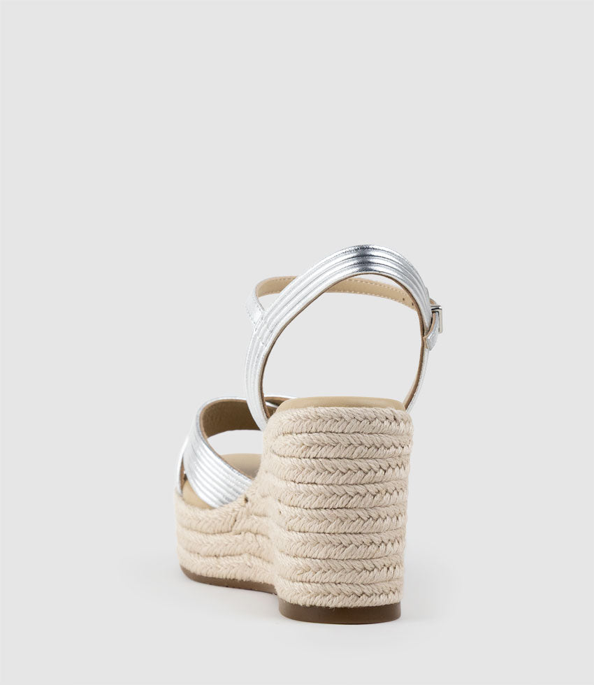 LASSO80 Tubed Strap Espadrille in Silver - Edward Meller