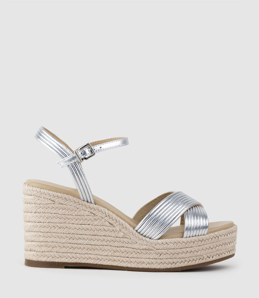 LASSO80 Tubed Strap Espadrille in Silver - Edward Meller