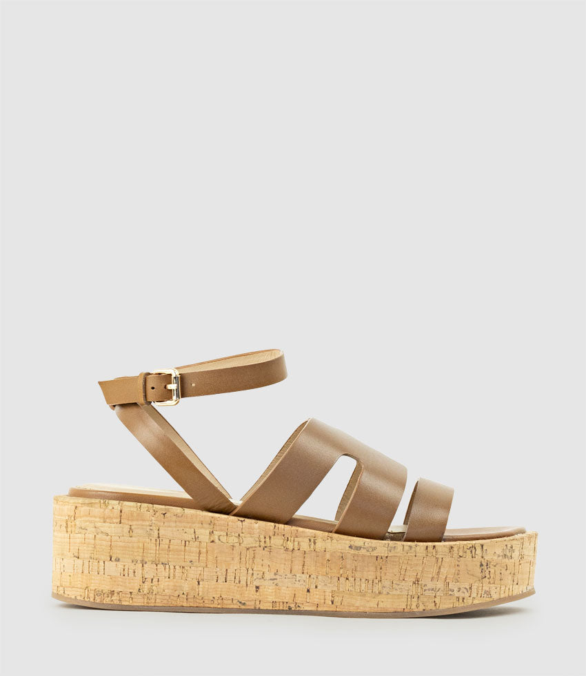 LEMUE H Front Sandal on Unit in Tan - Edward Meller
