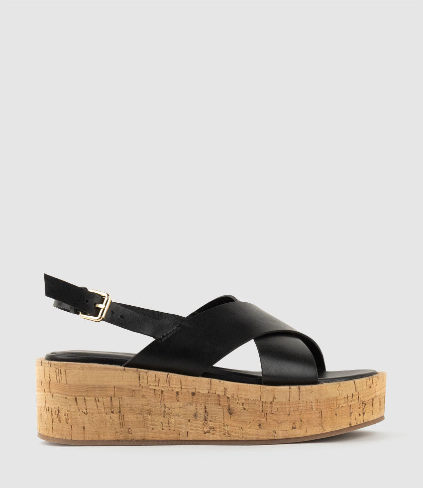 LESSA Crossover Sandal on Unit in Black - Edward Meller