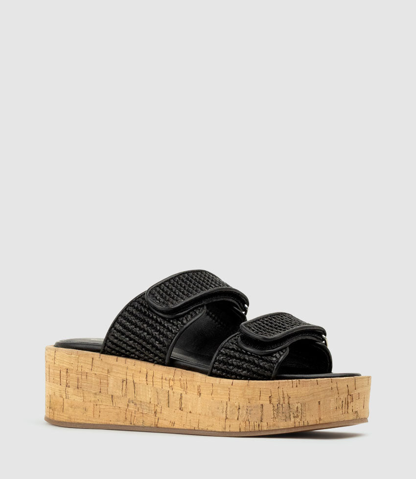 LYMERIC Two Strap Slide on Unit in Black  - Edward Meller