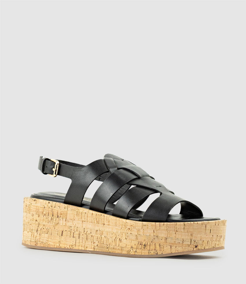 LYNARA Strappy Sandal on Unit in Black - Edward Meller