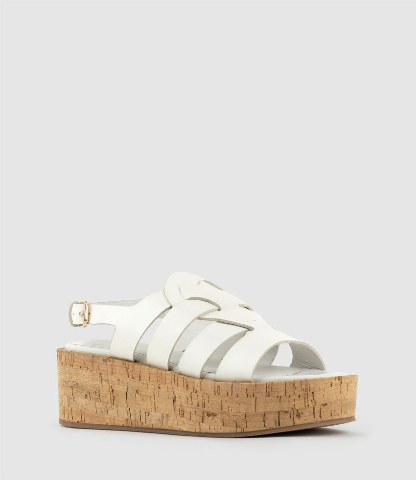 LYNARA Strappy Sandal on Unit in White  - Edward Meller