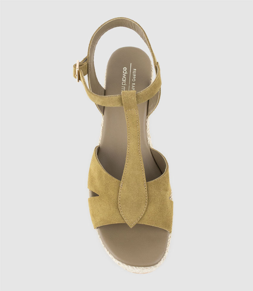 MADERA T-Bar Espadrille in Military Suede - Edward Meller