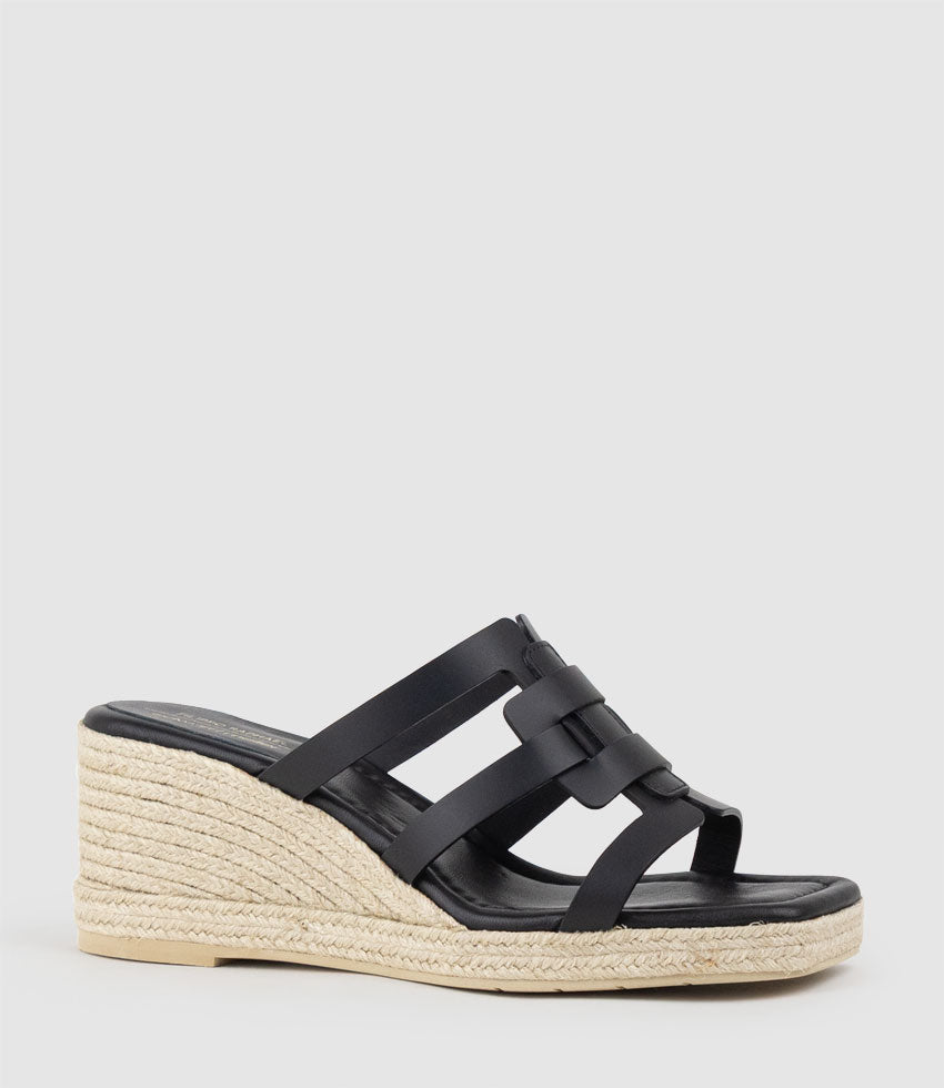 MADERE Square Toe Slide Espadrille in Black - Edward Meller