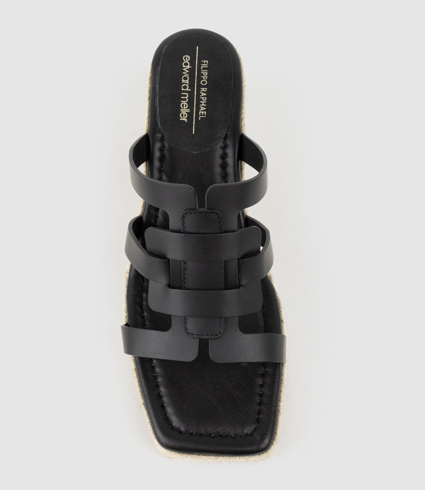 MADERE Square Toe Slide Espadrille in Black - Edward Meller