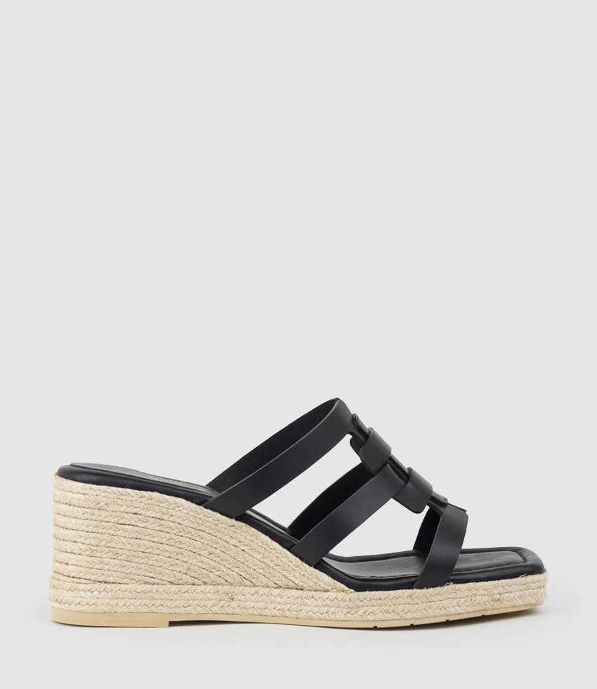 MADERE Square Toe Slide Espadrille in Black - Edward Meller