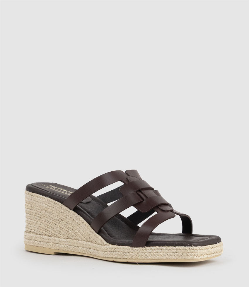 MADERE Square Toe Slide Espadrille in Brown - Edward Meller