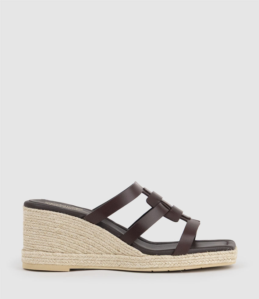 MADERE Square Toe Slide Espadrille in Brown - Edward Meller