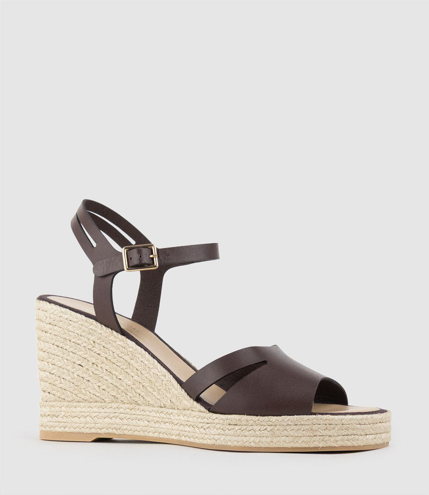 MAHALIA Open Toe Sandal Espadrille in Brown - Edward Meller