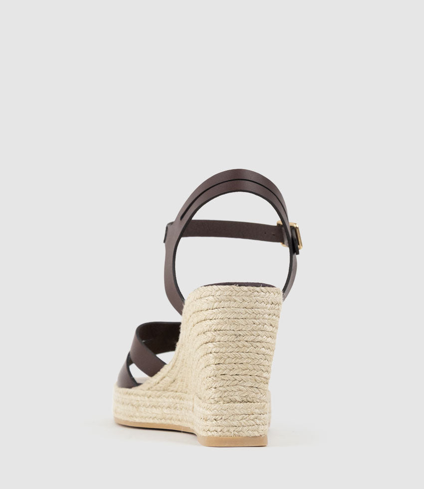 MAHALIA Open Toe Sandal Espadrille in Brown - Edward Meller