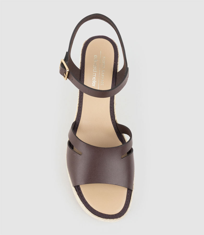 MAHALIA Open Toe Sandal Espadrille in Brown - Edward Meller