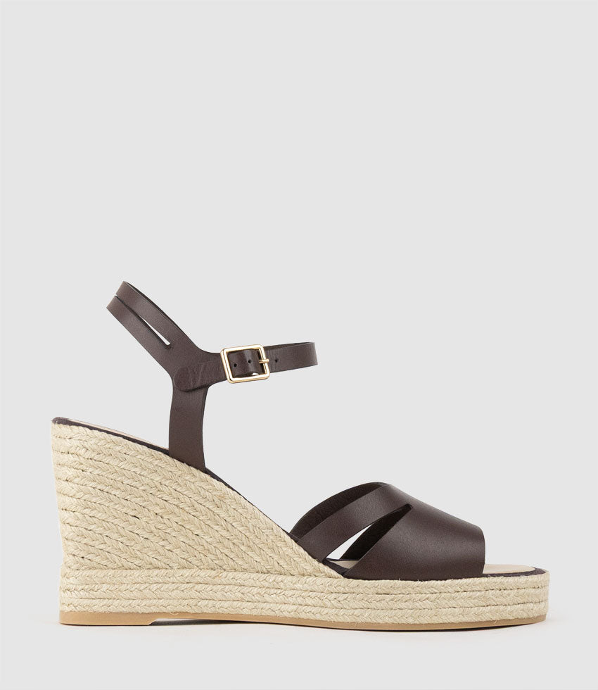 MAHALIA Open Toe Sandal Espadrille in Brown - Edward Meller