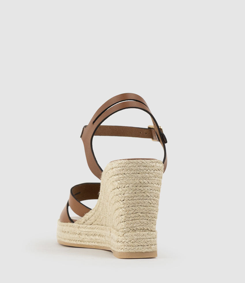 MAHALIA Open Toe Sandal Espadrille in Tan - Edward Meller