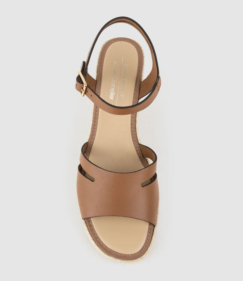 MAHALIA Open Toe Sandal Espadrille in Tan - Edward Meller