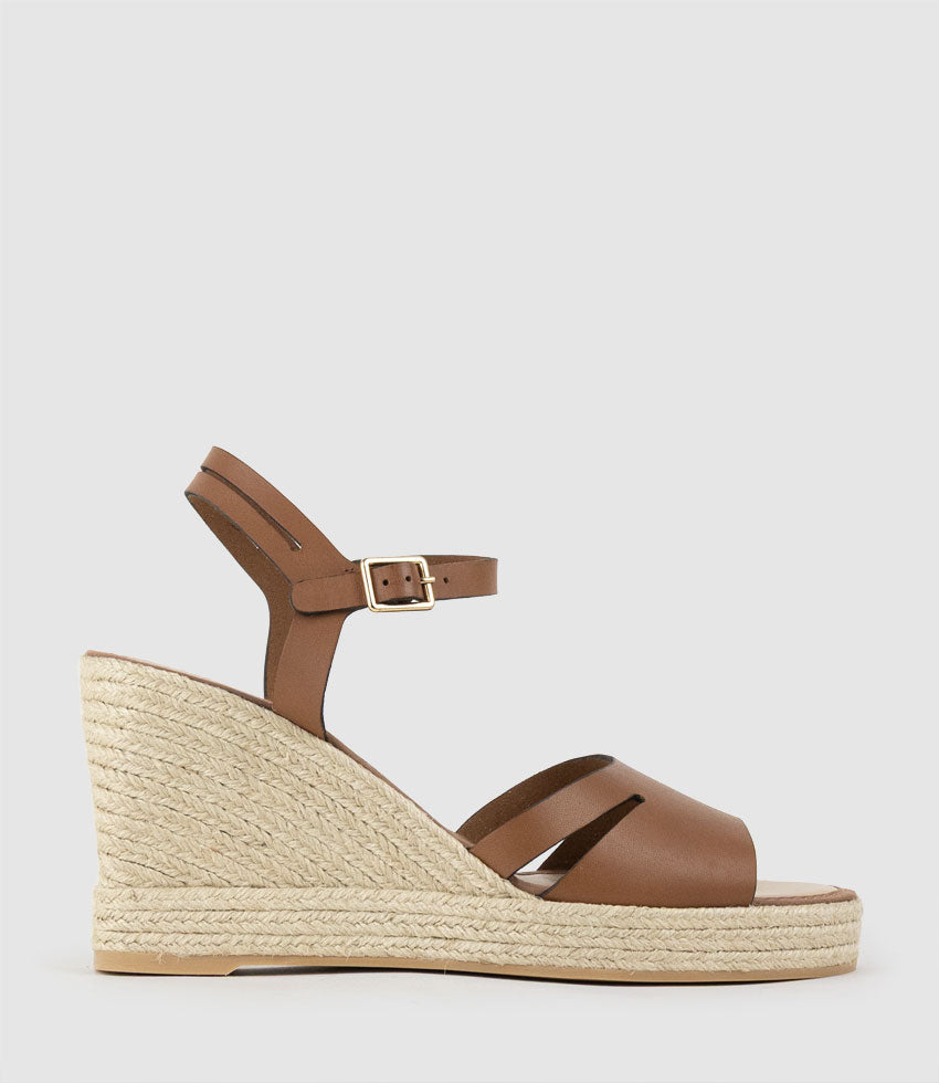 MAHALIA Open Toe Sandal Espadrille in Tan - Edward Meller