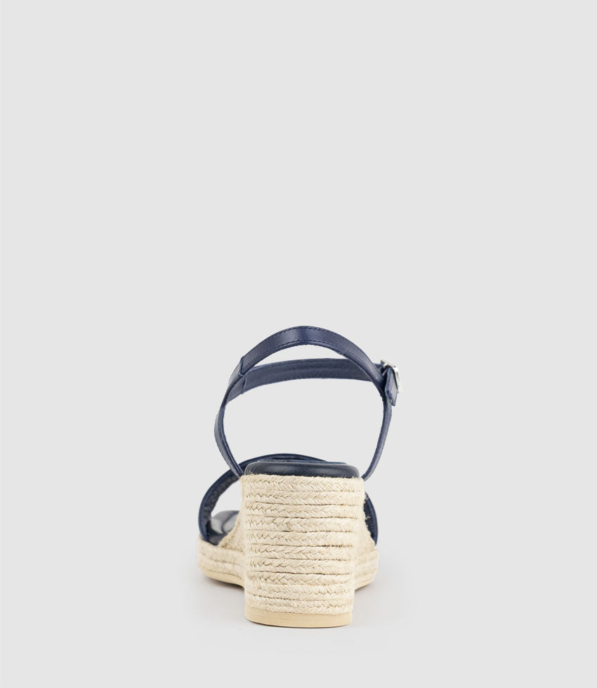 MARILYN Square Toe Sandal Espadrille in Navy - Edward Meller
