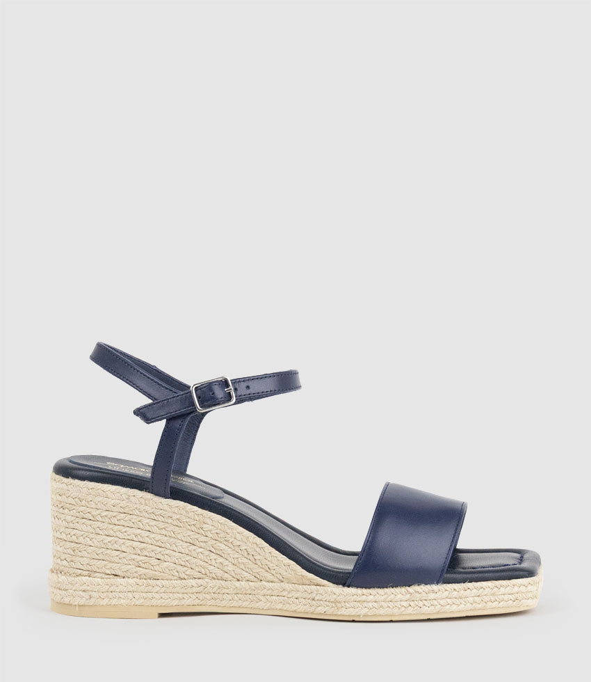 MARILYN Square Toe Sandal Espadrille in Navy - Edward Meller