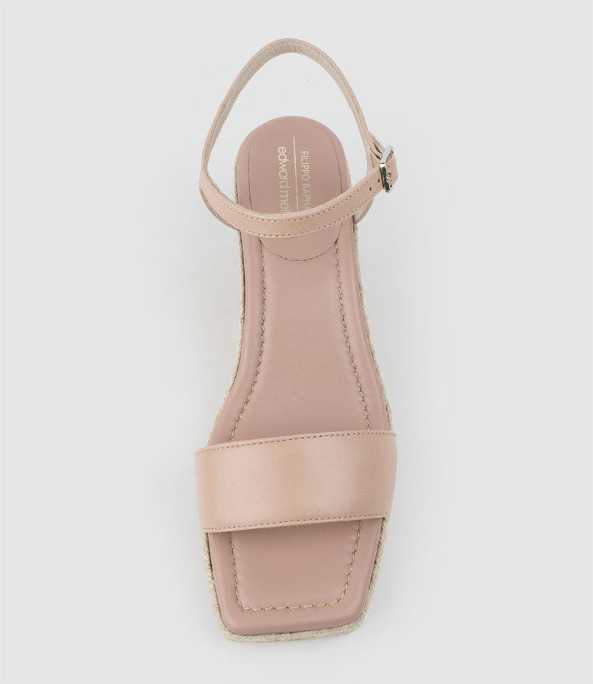 MARILYN Square Toe Sandal Espadrille in Nude - Edward Meller