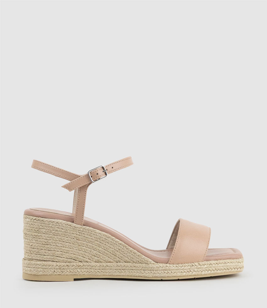 MARILYN Square Toe Sandal Espadrille in Nude - Edward Meller