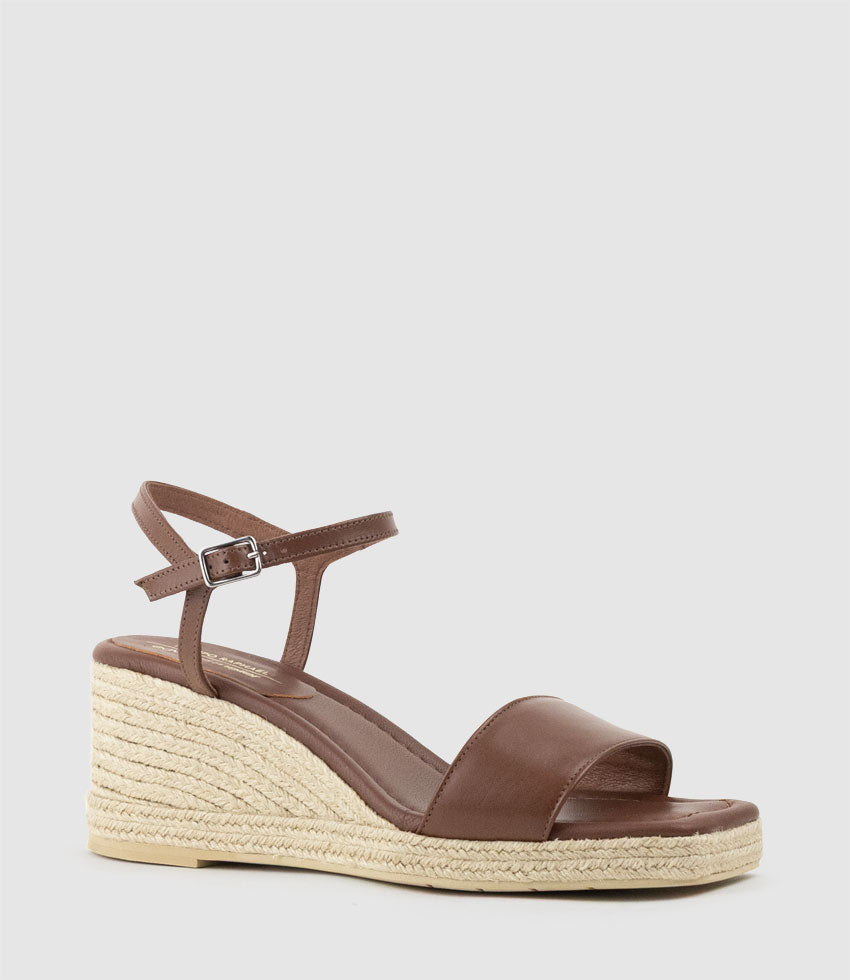 MARILYN Square Toe Sandal Espadrille in Tan - Edward Meller