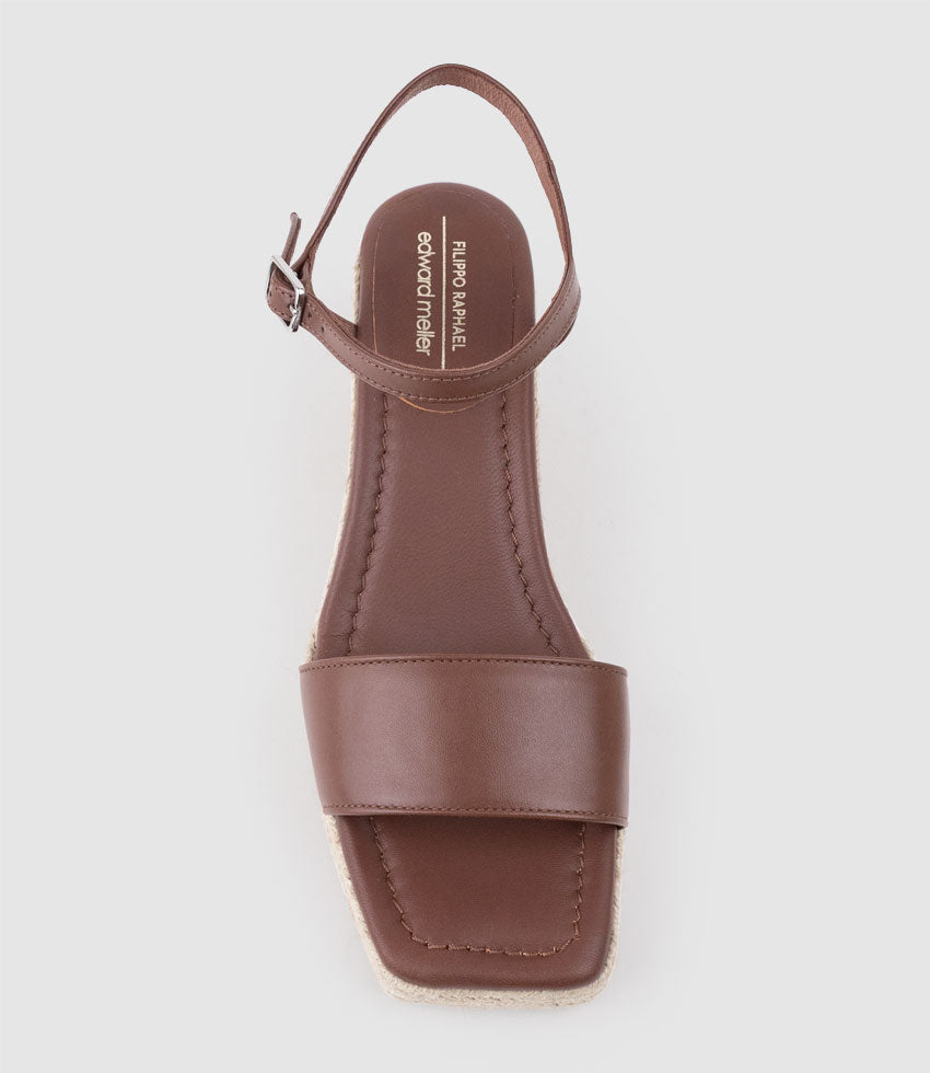 MARILYN Square Toe Sandal Espadrille in Tan - Edward Meller