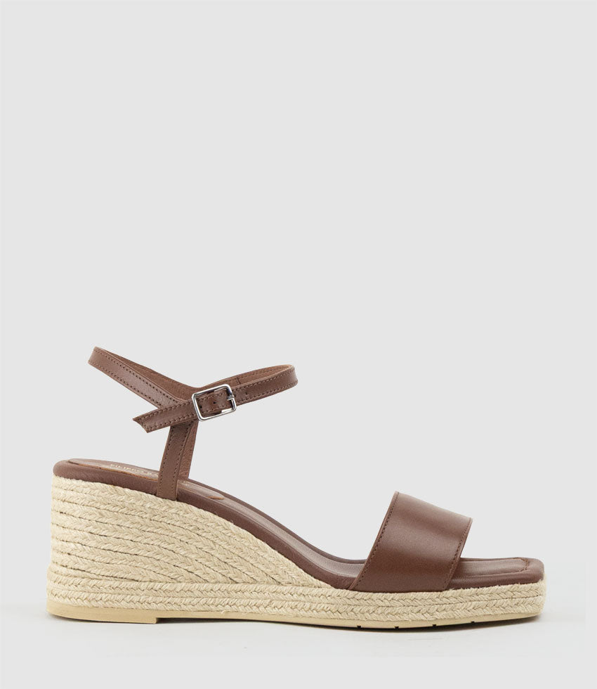 MARILYN Square Toe Sandal Espadrille in Tan - Edward Meller