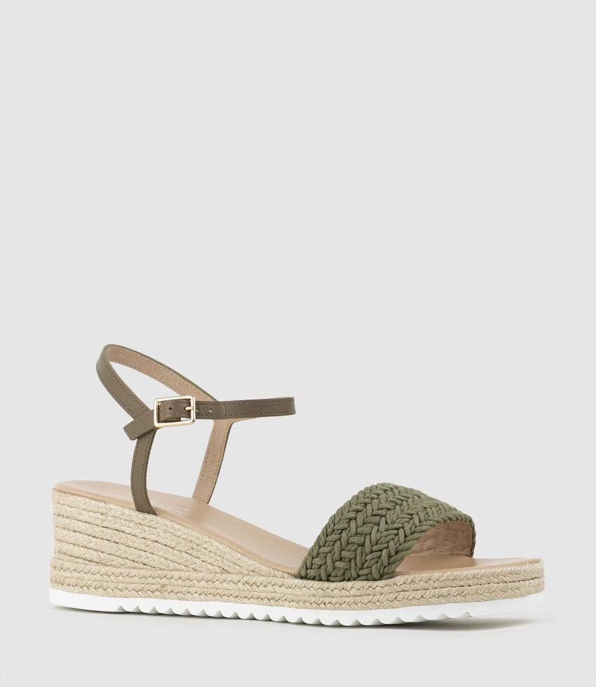 MARTINA Woven Front Espadrille in Khaki - Edward Meller