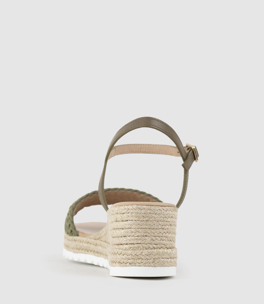 MARTINA Woven Front Espadrille in Khaki - Edward Meller