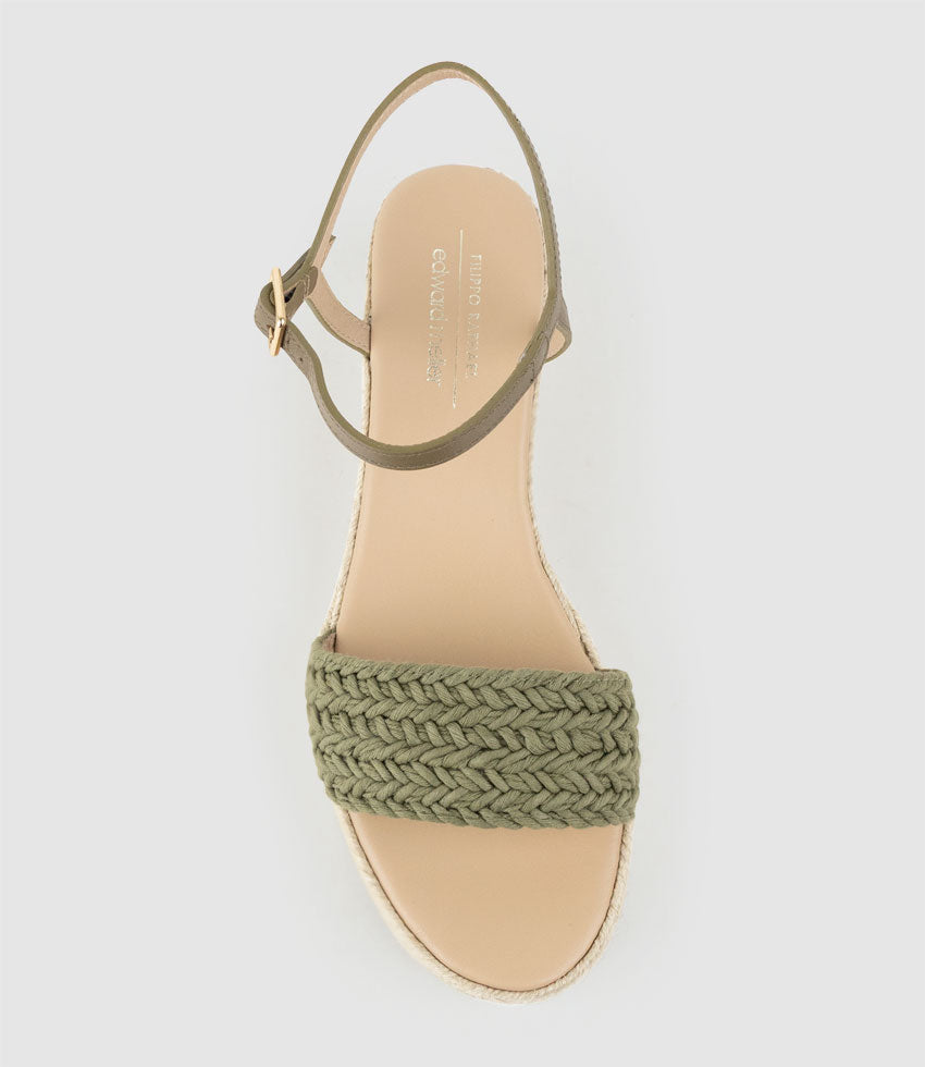 MARTINA Woven Front Espadrille in Khaki - Edward Meller