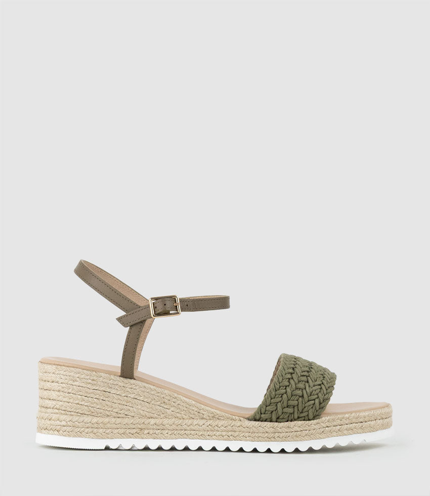 MARTINA Woven Front Espadrille in Khaki - Edward Meller