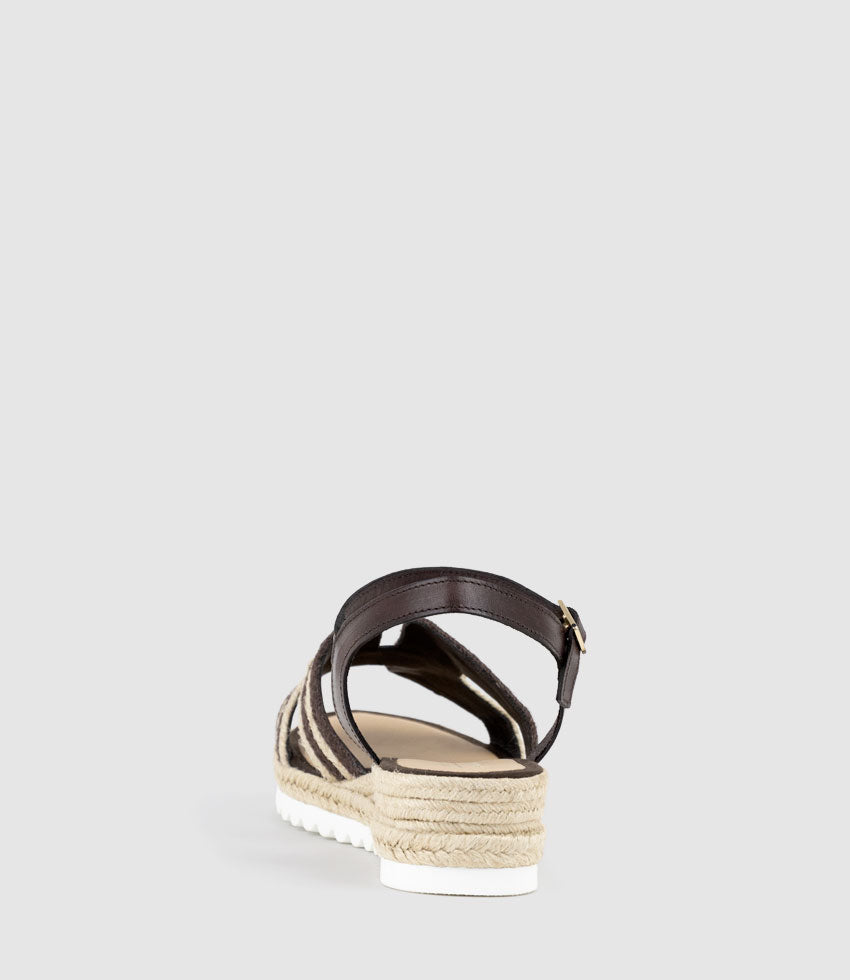 MAYAN Geometric Weave Espadrille in Chocolate - Edward Meller