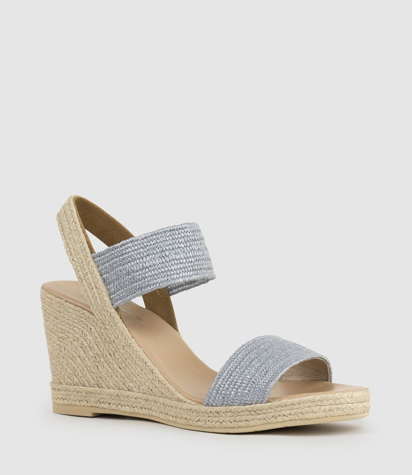 MELINDA Two Strap Elastic Espadrille in Grey - Edward Meller